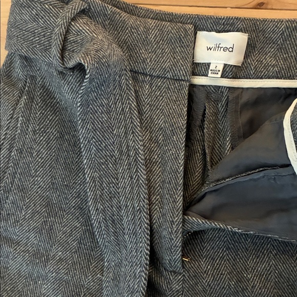 Wilfred Grey Herringbone Tie-Belt Trousers - Picture 3 of 6